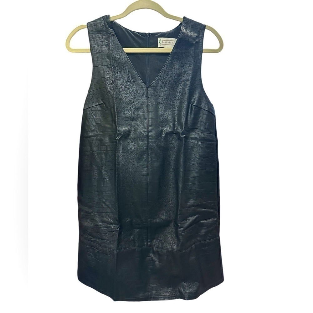 Love Riche Faux Leatherette Crocodile Print Dress Size: S